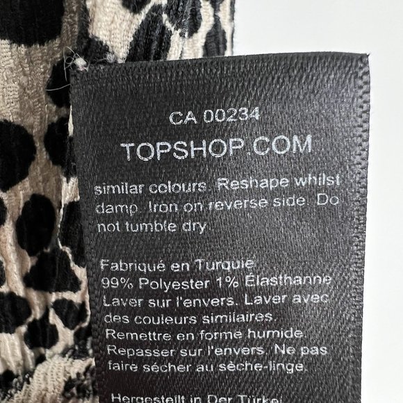 Topshop Size 8 Smocked Waist Leopard Polka Dot Mini Dress Brown Short Sleeve - Picture 9 of 9